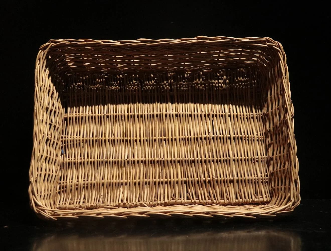 ウィッカーバスケット|1970年代 二色編みの浅い長方形 42×8cm