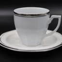 カップ＆ソーサー｜1930年代 八角形の白×シルバー