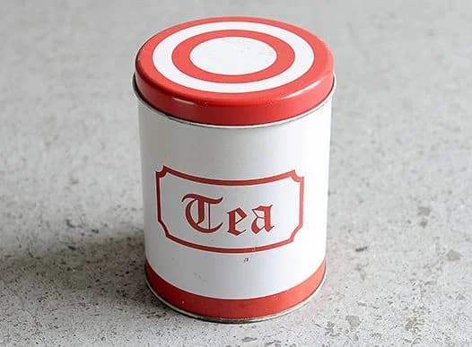 ティー缶｜1970年代 赤と白のTea缶 15cm