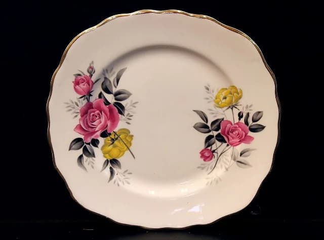ケーキプレート｜1960年代 ピンクと黄色の薔薇 15cm