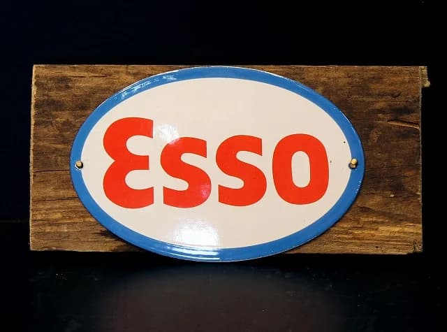 サインプレート｜1970年代 ESSO の楕円ホーロー看板 20×10cm