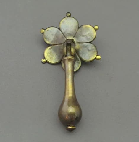 ドロップハンドル|真鍮 五弁の花座金 5.1cm