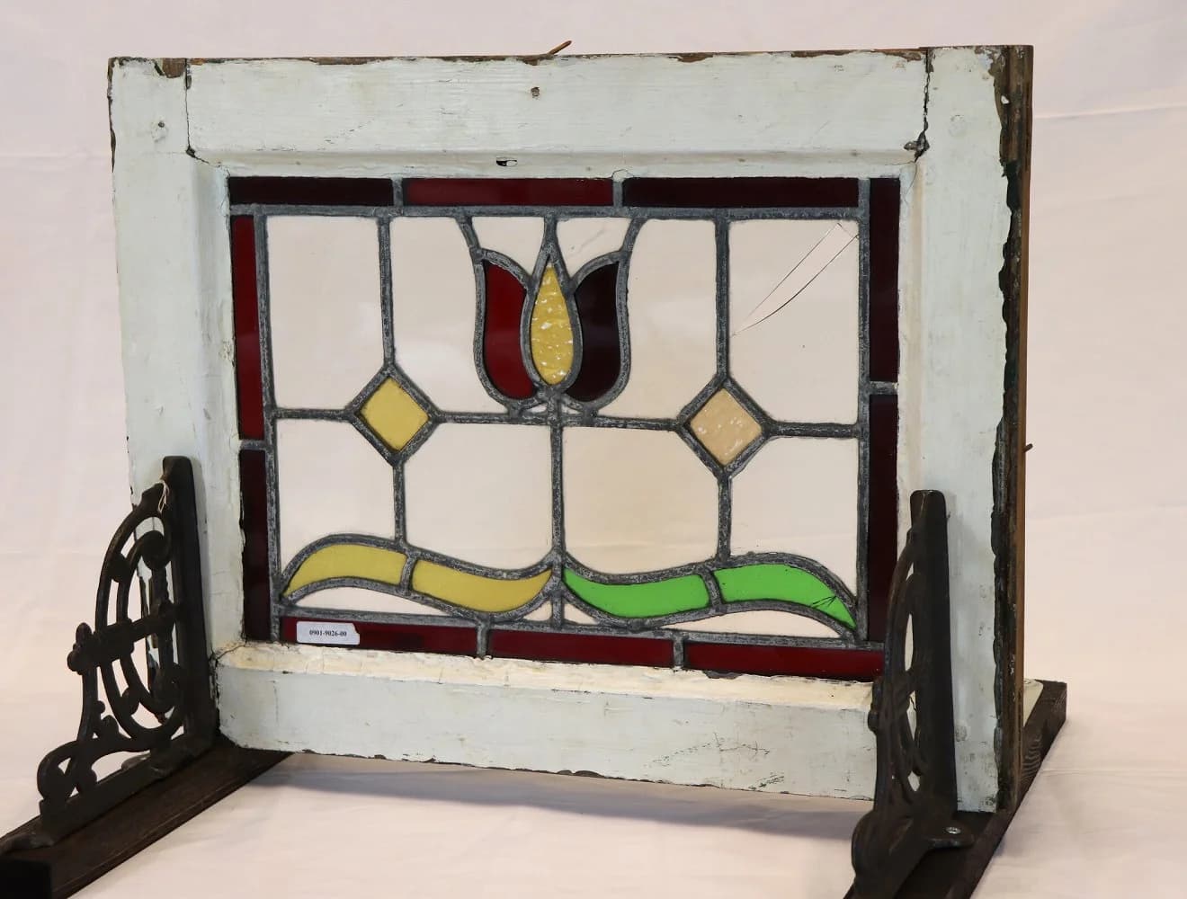 ステンドグラス|1930年代 チューリップと緑の波 53×41cm