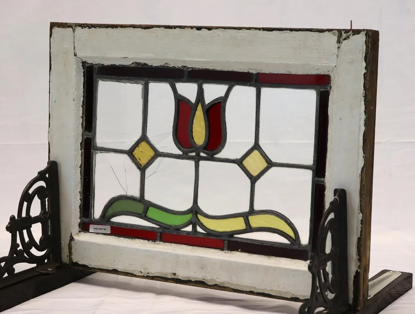 ステンドグラス|1930年代 チューリップと黄のダイヤ 55.8×40.5cm