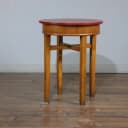 パブテーブル｜ビーチ材・1930年代 赤い円形天板 径60.5cm