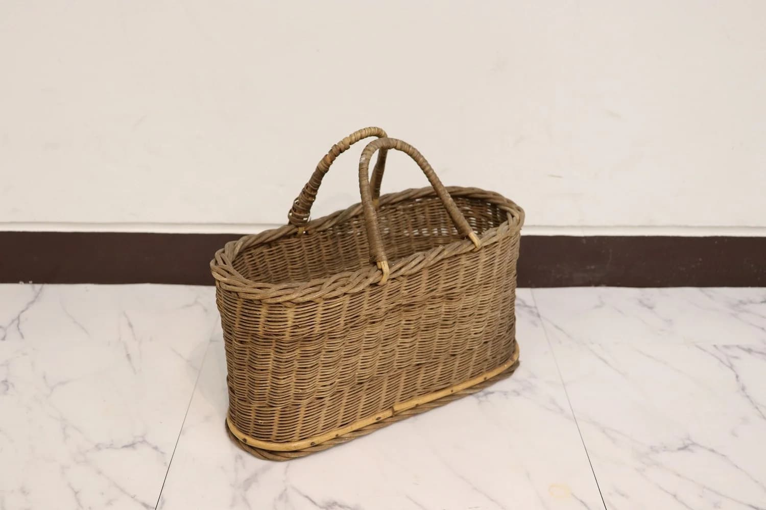 ウィッカーバスケット|1950年代 楕円の細身 40cm