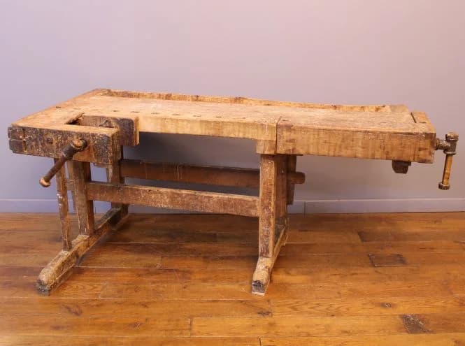ワーキングテーブル｜パイン材・1930年代 万力付きの作業台 幅182cm