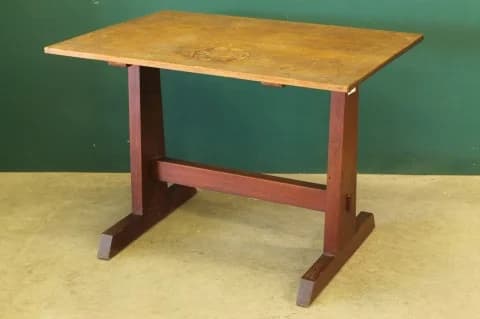パブテーブル｜オーク材・1930年代 長方形の脚組みテーブル 101×69.5cm