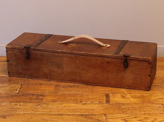 ツールボックス｜オーク材・1930年代 革の持ち手 91.5cm