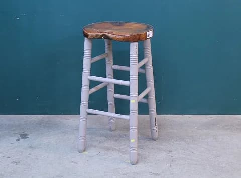 サドルハイスツール｜エルム材・1930年代 白脚とサドル座面 高さ76.5cm
