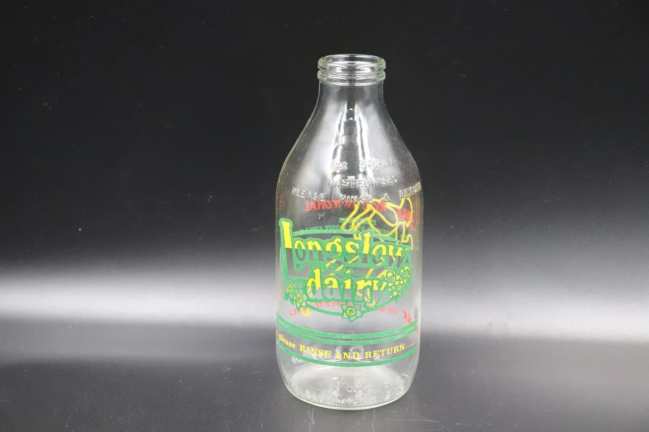 ミルクボトル|1970年代 Longslow dairy の緑の意匠 18cm