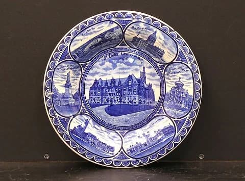 プレート｜1900年代 セントルイスの記念皿 25.5cm