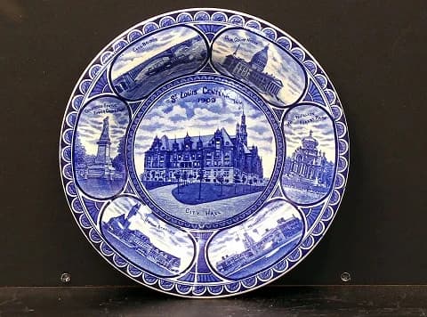 プレート｜1900年代 セントルイスの記念皿 25.5cm