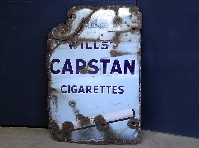 サインプレート｜1930年代 WILLS’S CAPSTAN CIGARETTES のホーロー看板 60×90cm