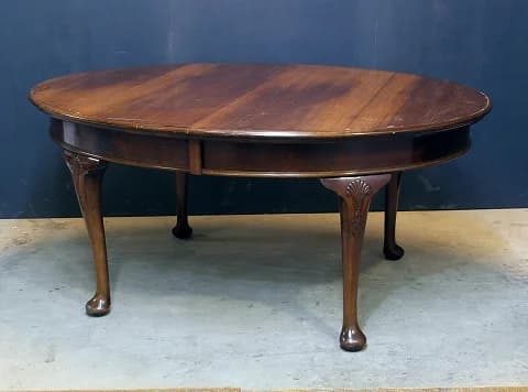 エクステンションテーブル|マホガニー材・1930年代 シェル彫刻の猫脚ダイニング
