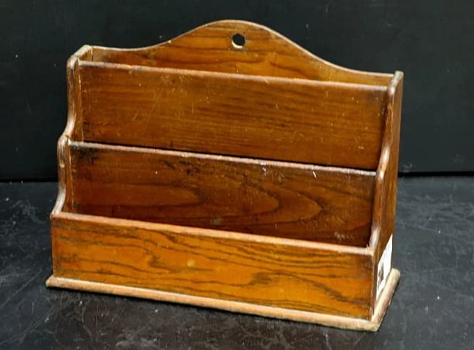 レターボックス｜オーク材・1930年代 二段の木製レタースタンド 31cm