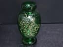 フラワーベース｜ガラス・1930年代 金彩の草花と深緑 22cm