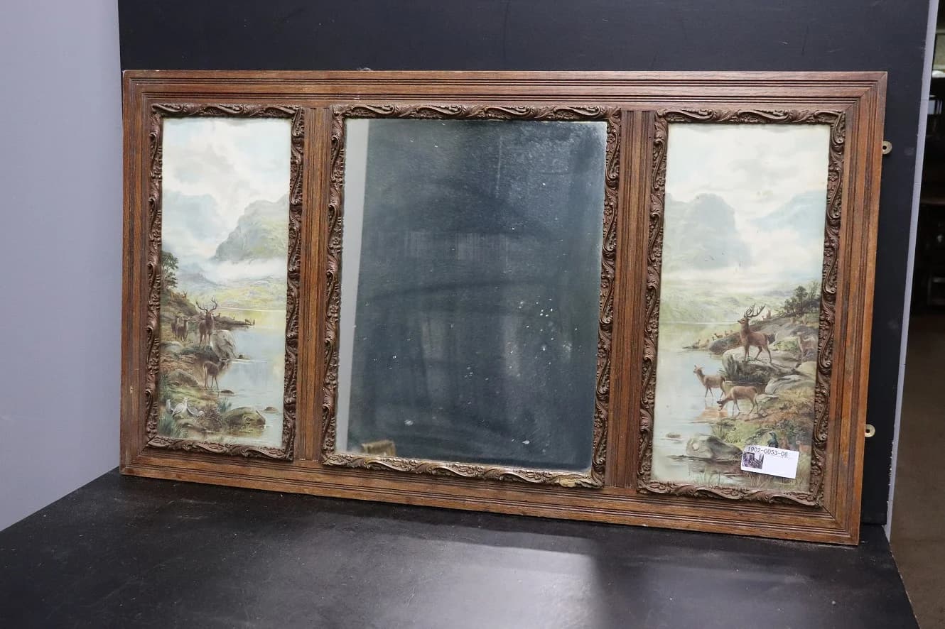 ミラー|1930年代 水辺の風景画を左右に配した三面