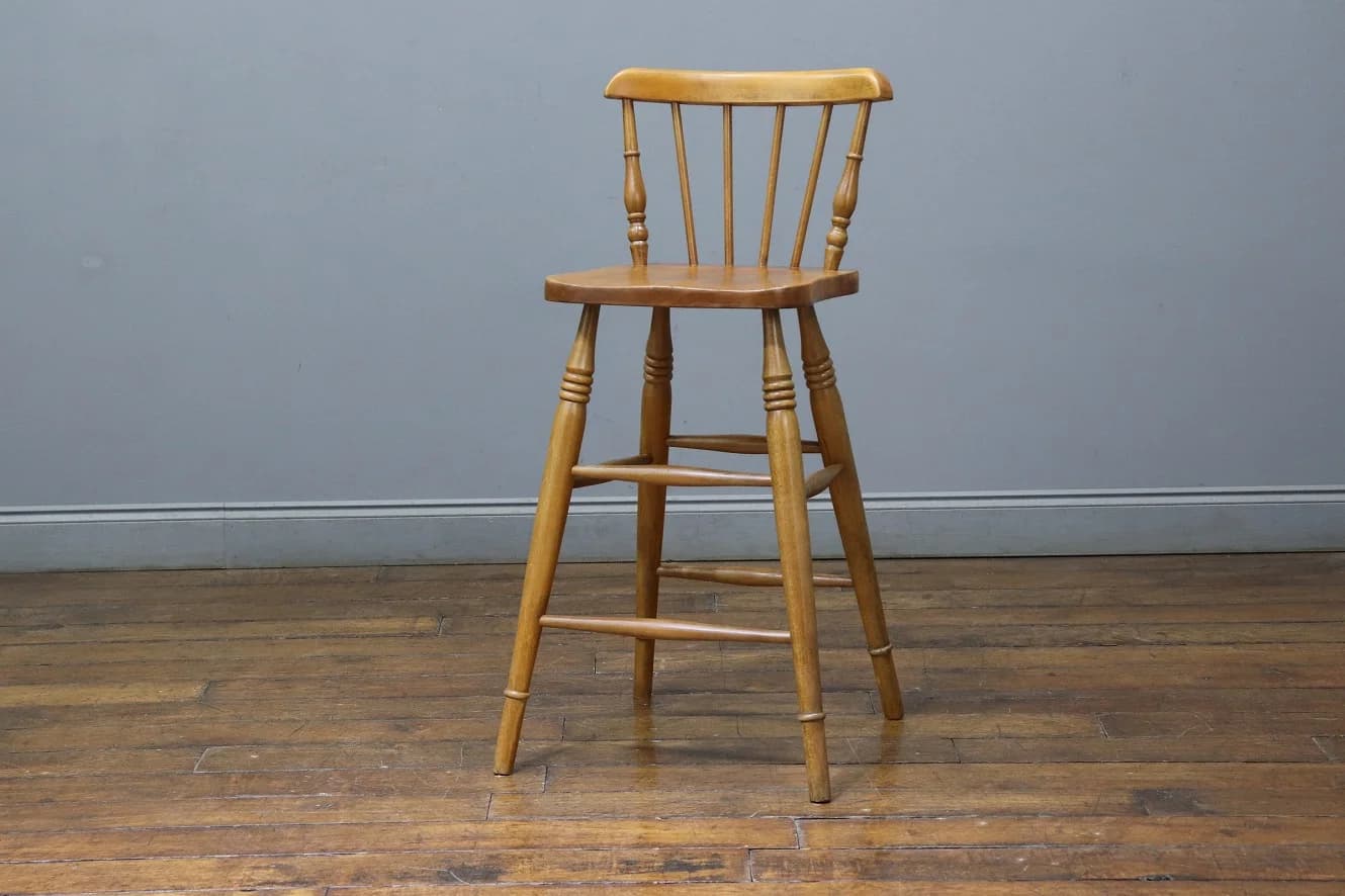 バースツール｜ビーチ材・1960年代 背もたれ付きハイスツール 高さ94cm