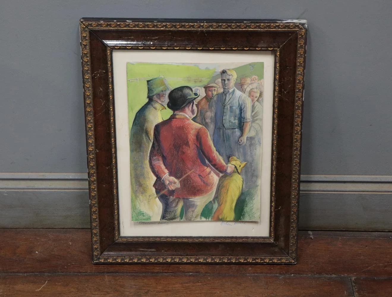 フレーム｜1930年代 赤い上着の人物画 37×44.5cm