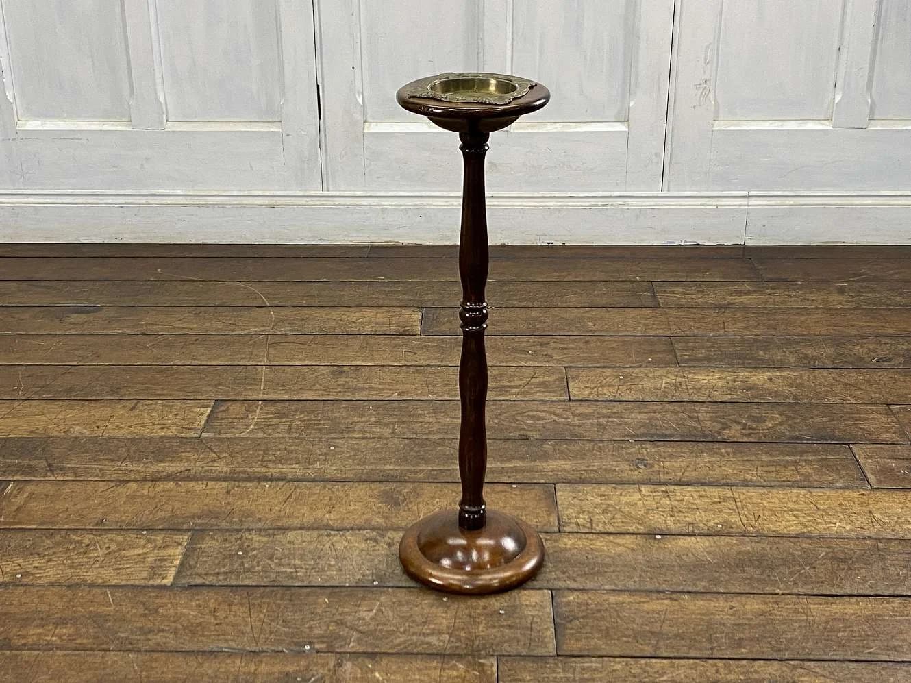 スモーカースタンド｜ビーチ材・1930年代 真鍮皿の細身 高さ63.5cm