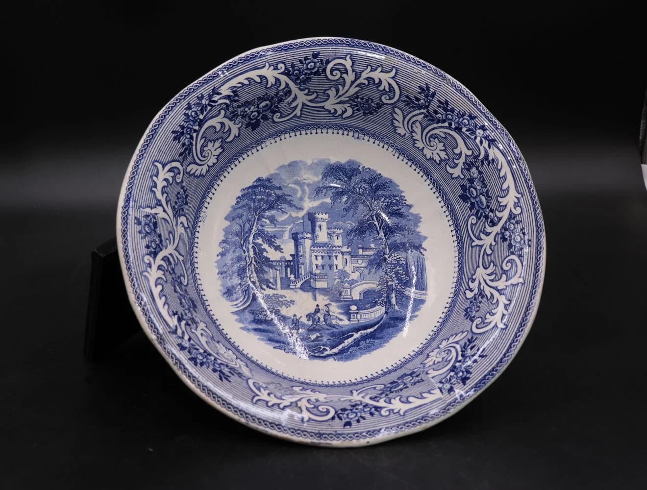 ボウル|1930年代 風景画のブルー&ホワイト 34.5cm