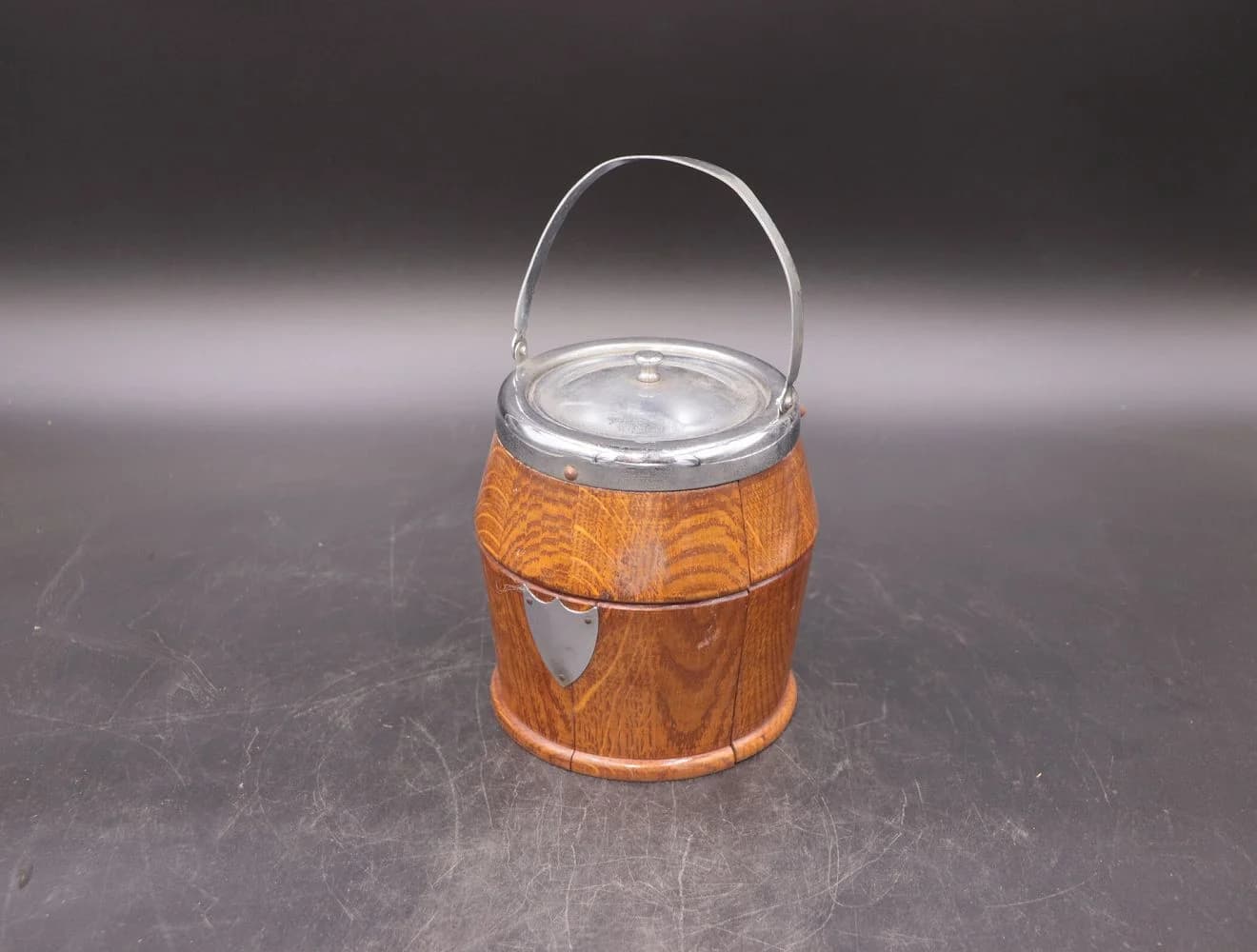 ビスケットバレル｜木製・1930年代 陶器の内容器付き 16cm