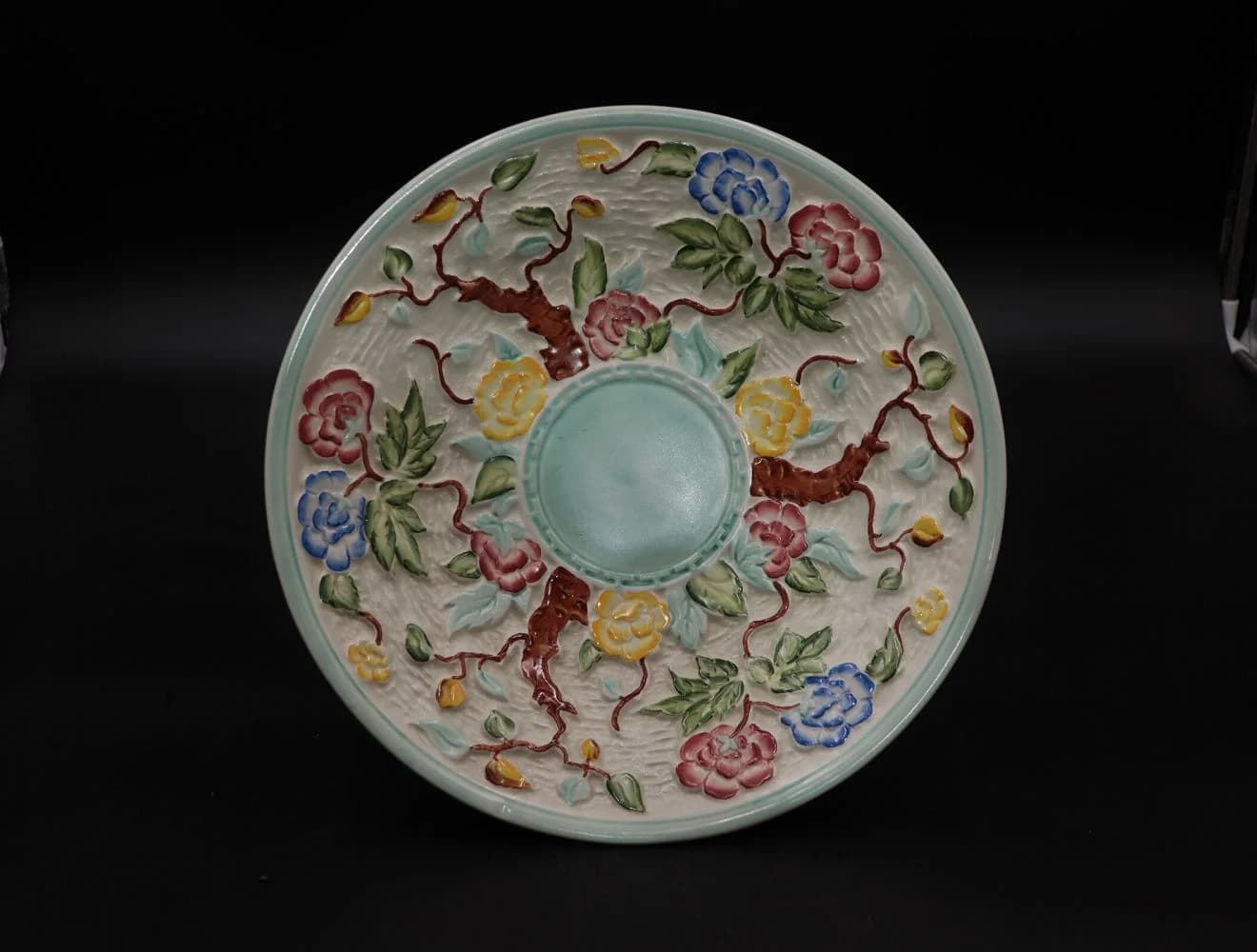 飾りプレート|1970年代 花のレリーフ 31cm