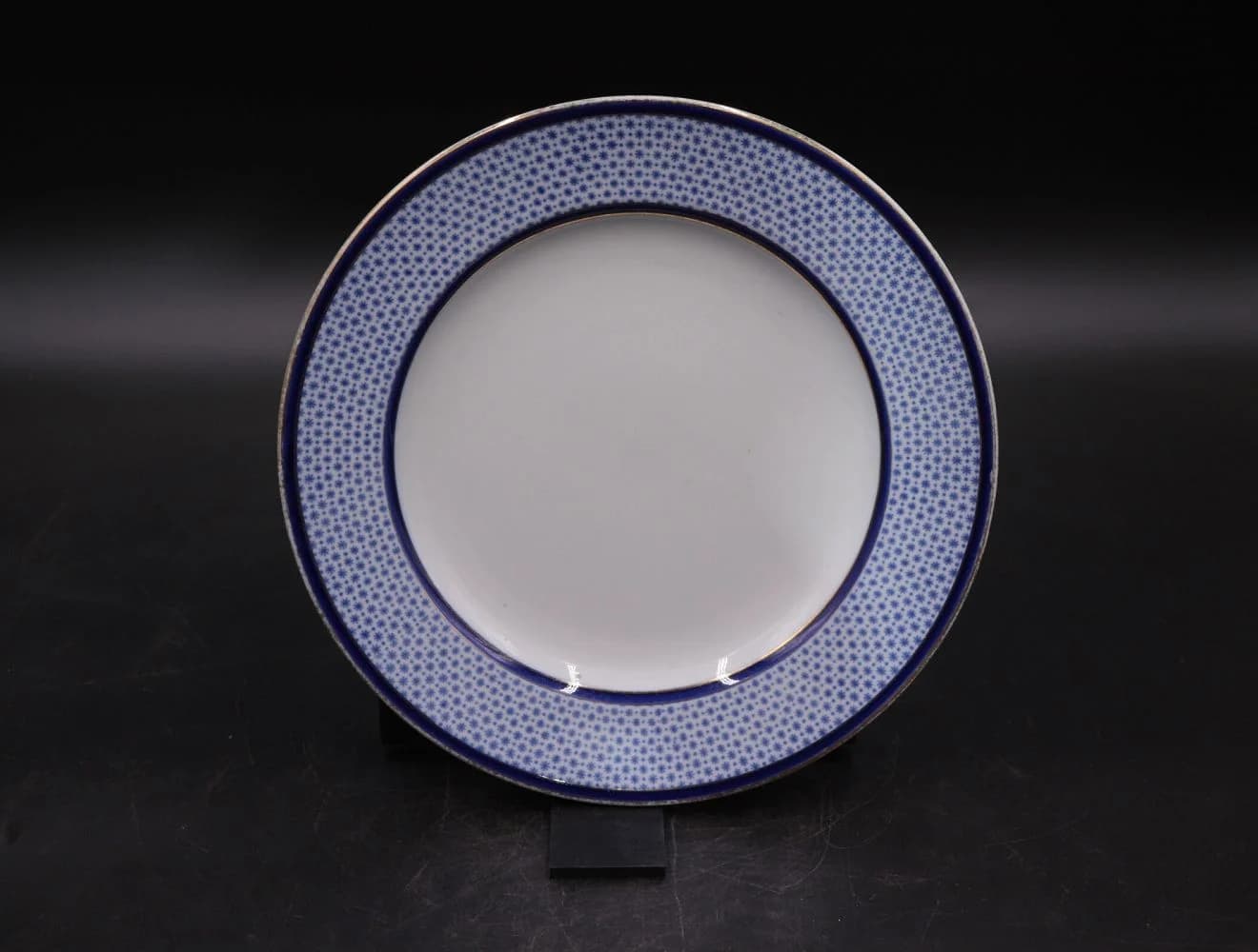 プレート｜ロイヤルブルーの幾何学リムと金彩 26.5cm Spode（スポード）