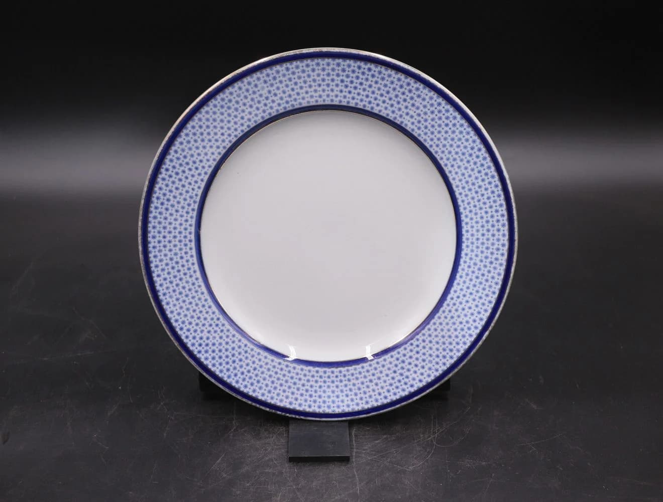 プレート｜ロイヤルブルーの幾何学リムと金彩 26.5cm Spode（スポード）