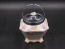 ティーキャディ｜陶器・1930年代 花柄と黒蓋 16cm