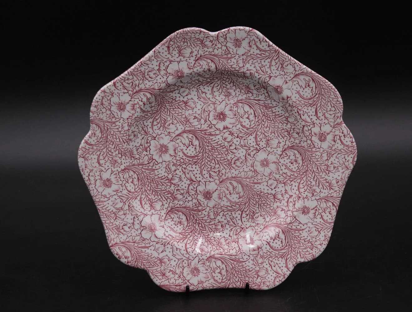 プレート｜赤い小花の花形皿 23.5cm Spode（スポード）