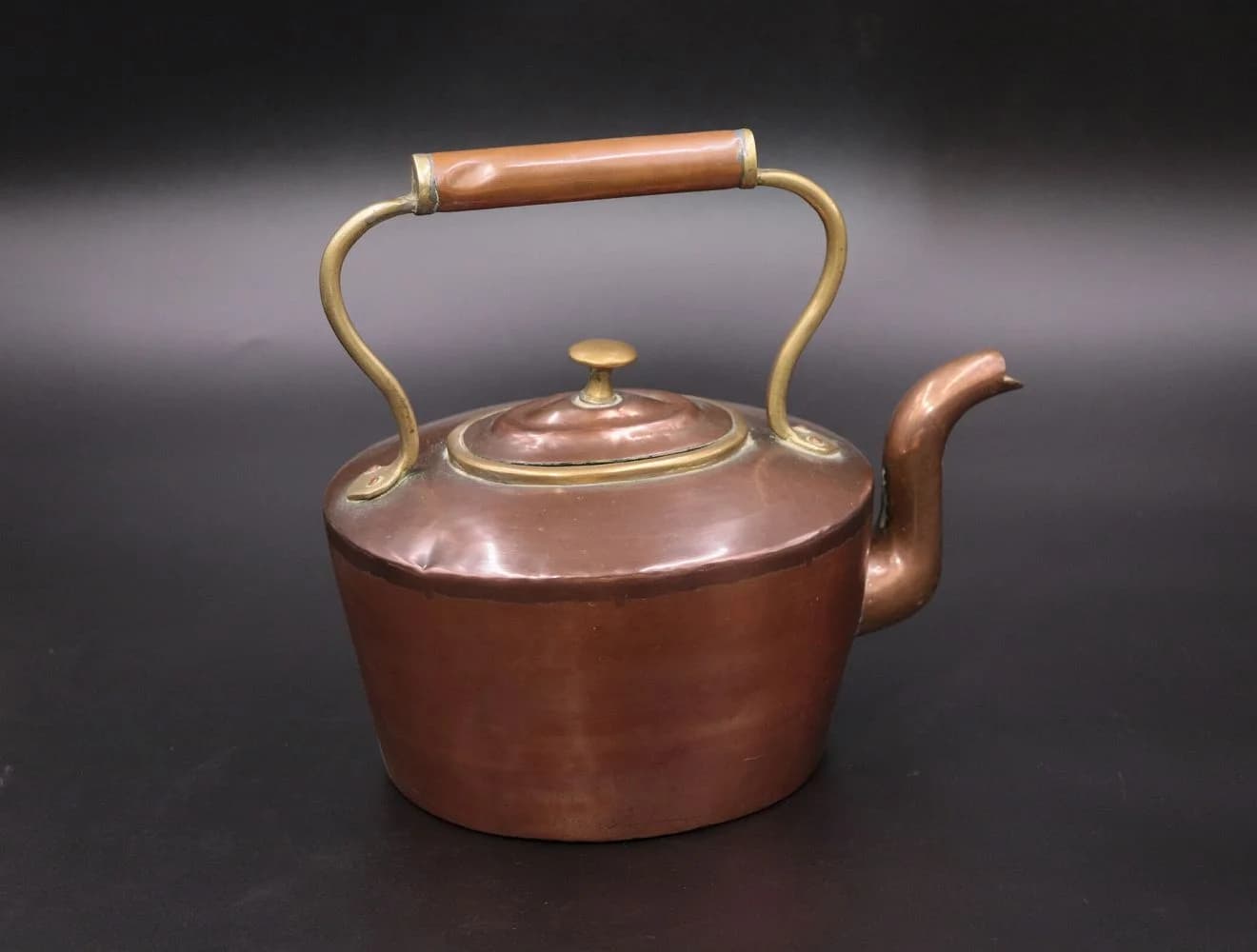 コッパーケトル｜銅・1930年代 楕円形の25cm 真鍮飾り