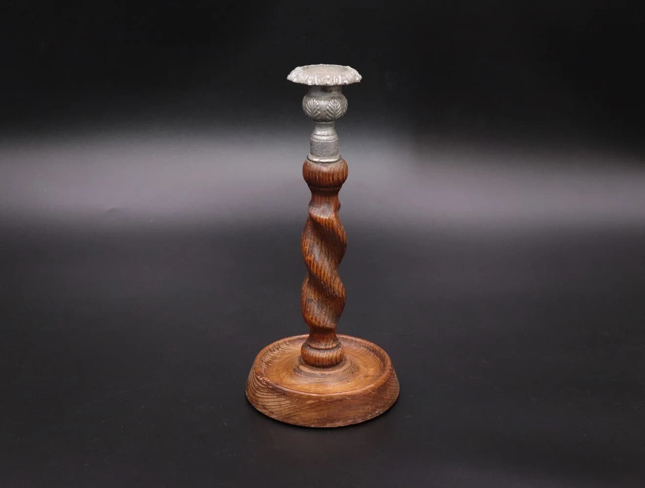 キャンドルスタンド｜木製・1930年代 バーリーツイストの軸 26cm