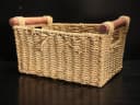 バスケット｜ウィッカー・1930年代 木の持ち手付き 36×19cm