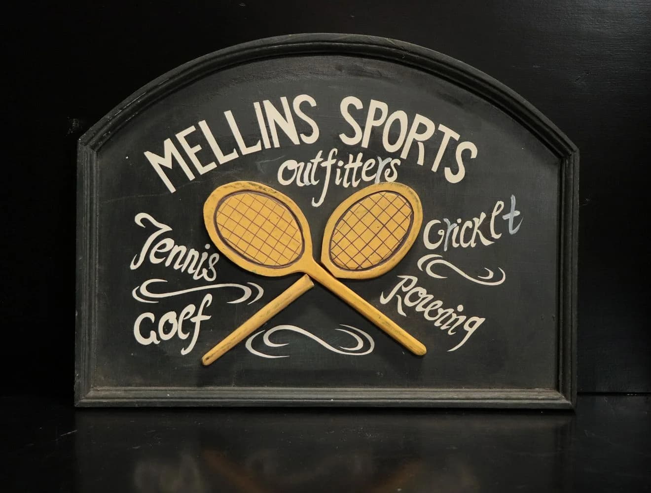 サインボード|1930年代 MELLINS SPORTS の立体ラケット 40×30cm