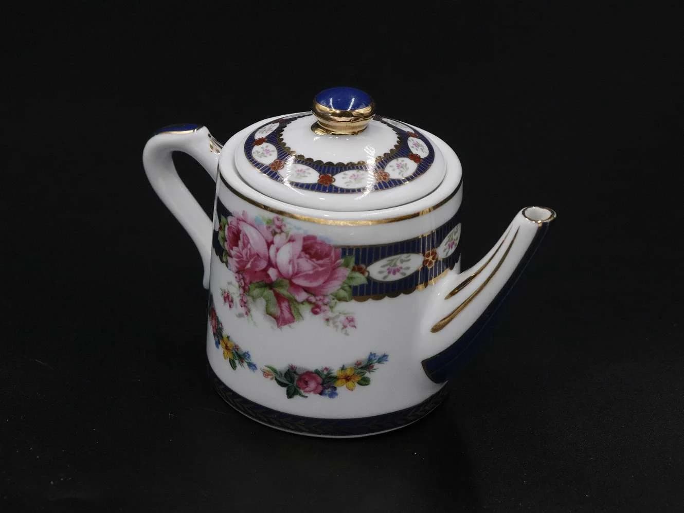 ミニティーポット｜薔薇と紺の帯 Spode（スポード）