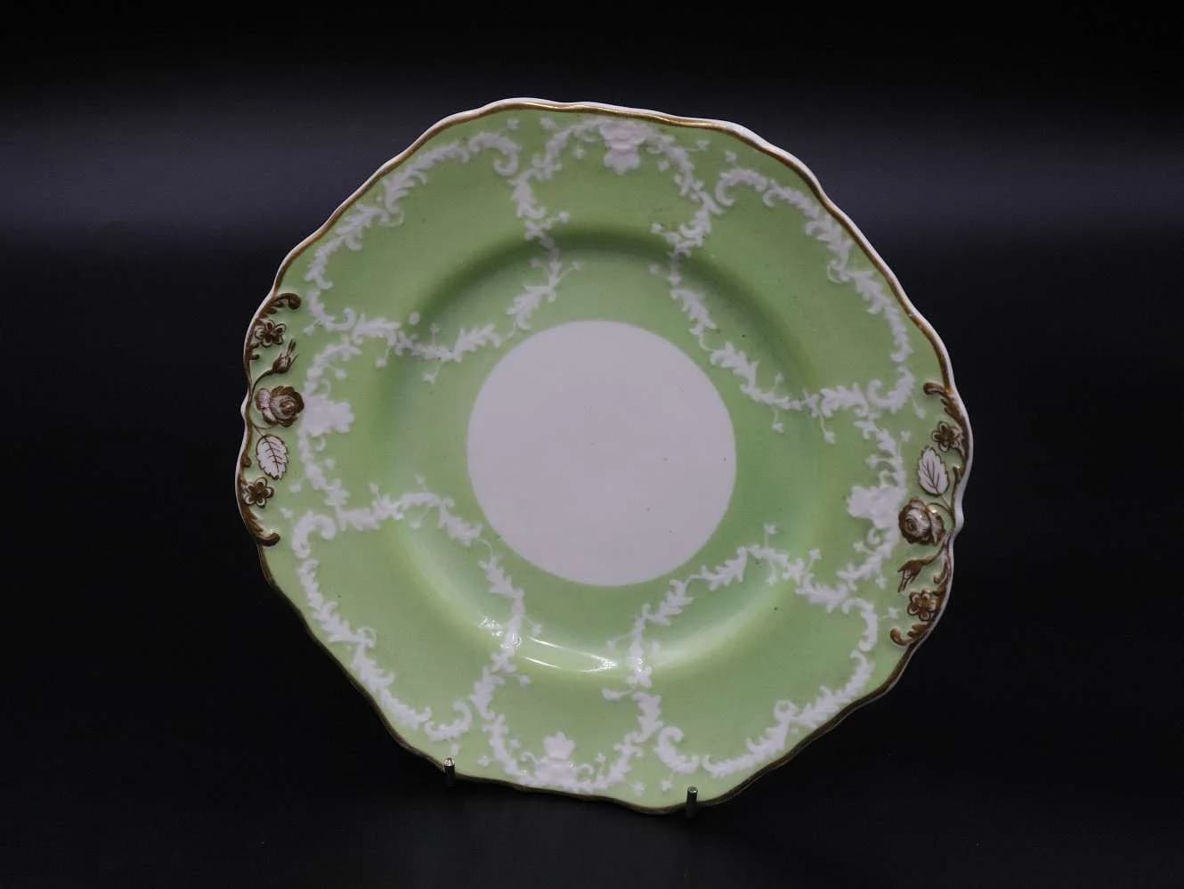 プレート|1833年 グリーンに白い葉 Spode(スポード)