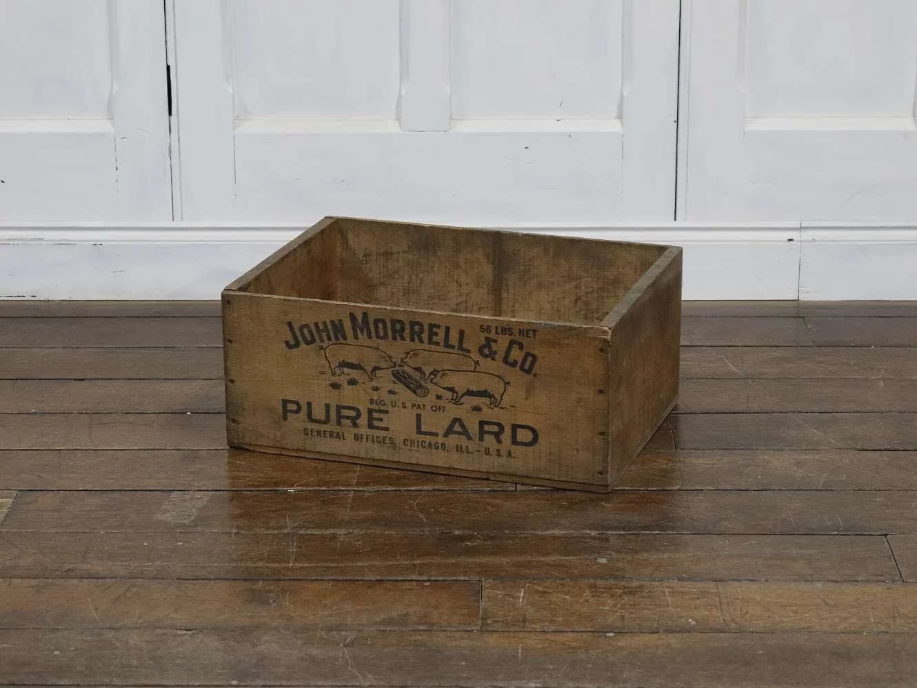 ウッドボックス|1920年代 三匹の子豚の PURE LARD 49.5×21cm