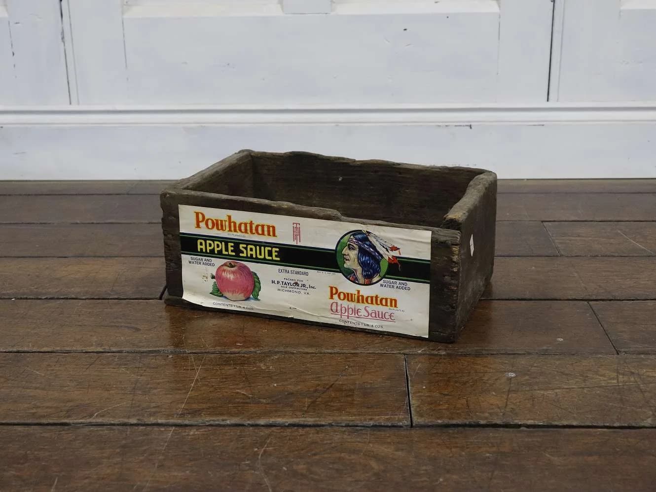 ウッドボックス｜1920年代 Powhatan アップルソースのラベル 32×13cm