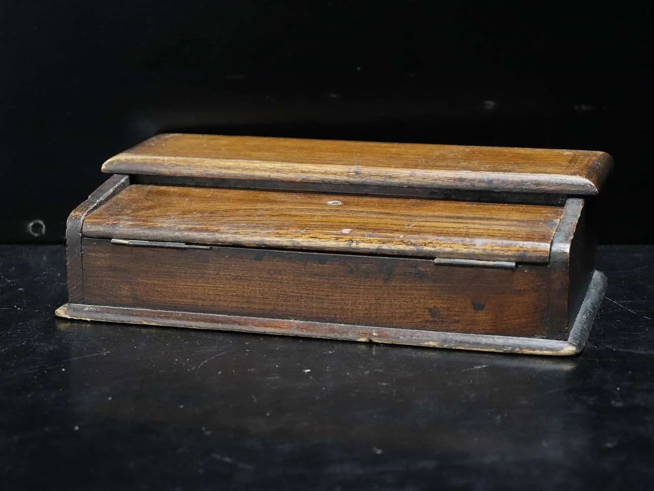 インクスタンド｜木製・1930年代 蓋付きのインクポット3つ入り 26.5cm