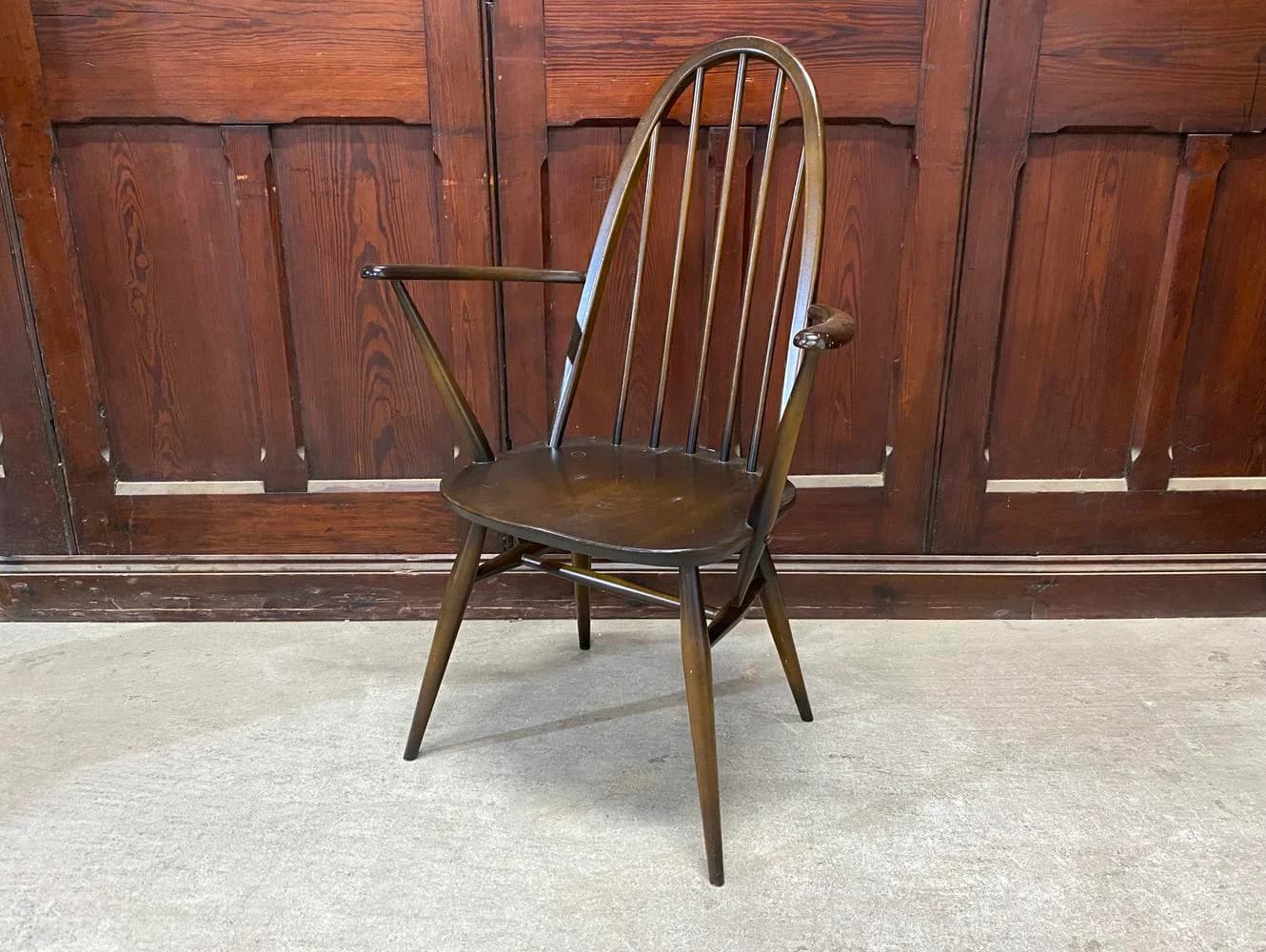 クエーカーアームチェア｜ビーチ・エルム材・1960年代 ハイバック肘掛け付き ERCOL（アーコール）