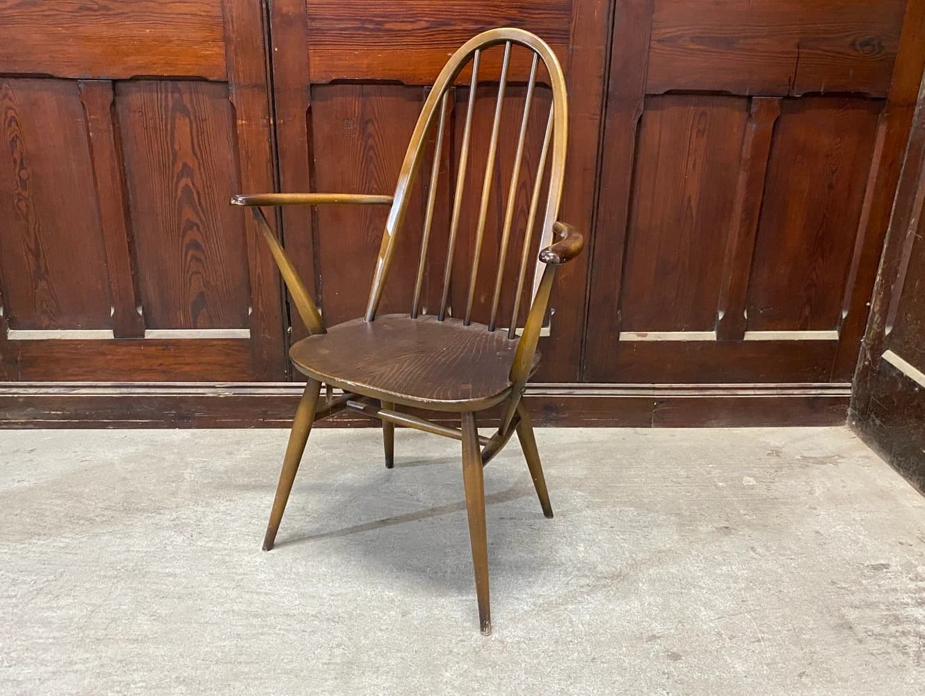 クエーカーアームチェア｜ビーチ・エルム材・1960年代 ハイバック肘掛け付き ERCOL（アーコール）