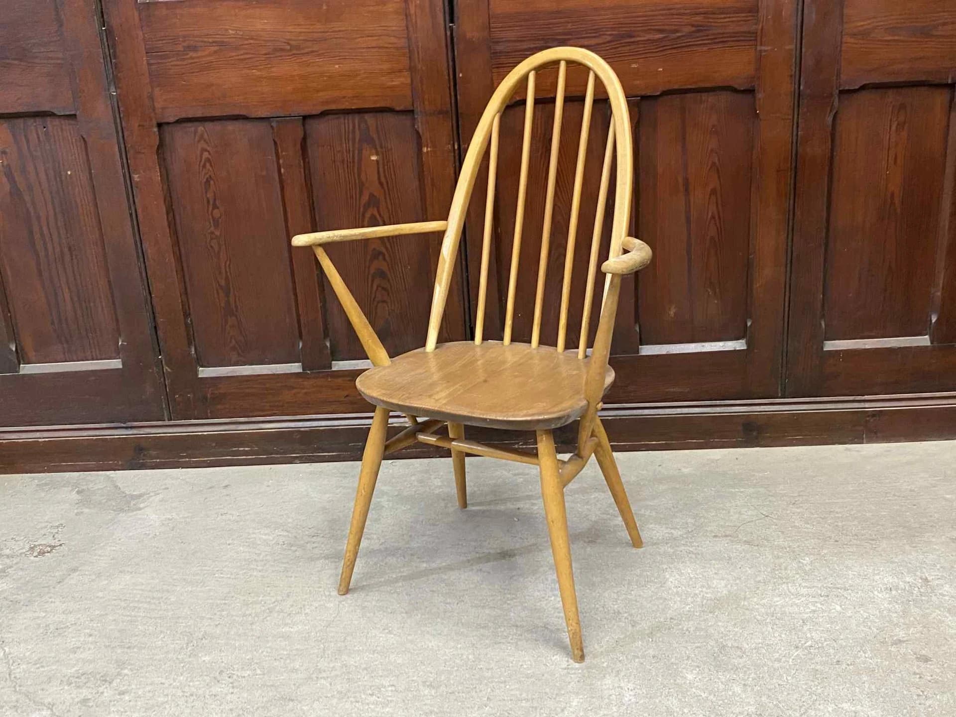 クエーカーアームチェア｜ビーチ・エルム材・1960年代 ハイバック肘掛け付き ERCOL（アーコール）