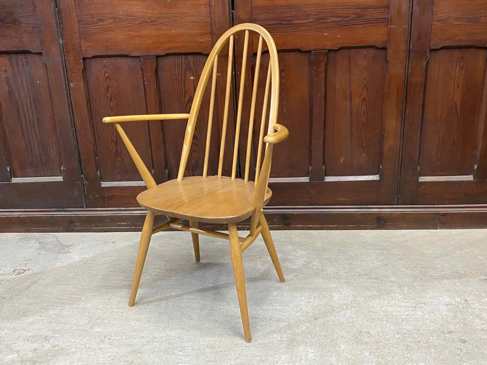 クエーカーアームチェア｜ビーチ・エルム材・1960年代 ハイバック肘掛け付き ERCOL（アーコール）