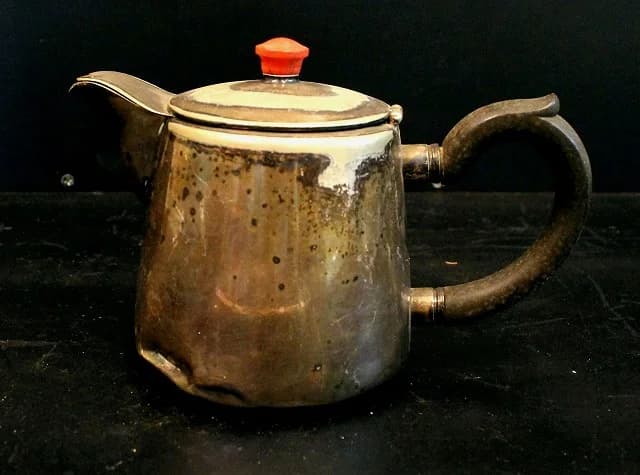 ケトル|1960年代 赤いつまみの金属ケトル 22cm