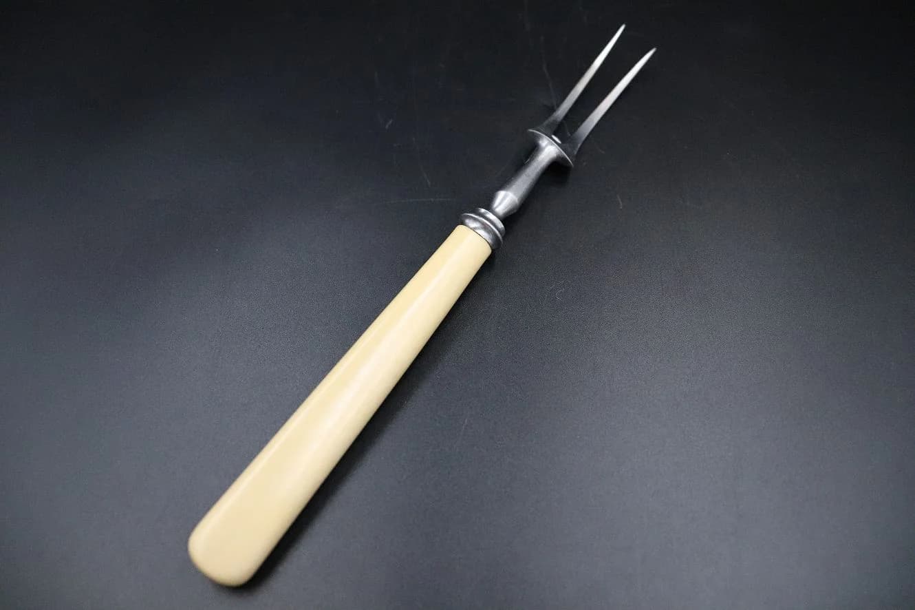 ミートフォーク|ステンレス・1980年代 クリーム柄の25.3cm