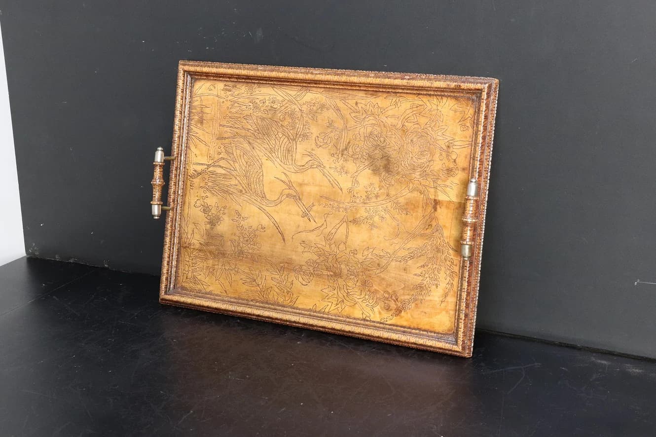 トレイ|木製・1930年代 金属取っ手の47cm