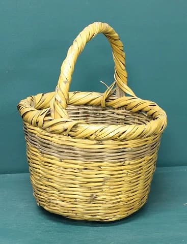 ウィッカーバスケット|1950年代 ねじり持ち手の丸型 35cm