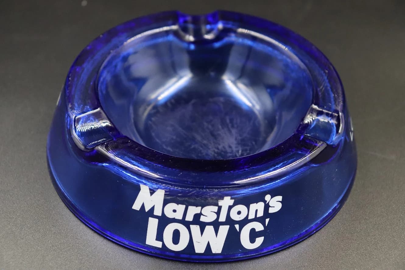 アッシュトレイ|ガラス・1930年代 Marston’s LOW ‘C’ の青 15cm